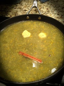The components of the sauce made a face mid-cooking