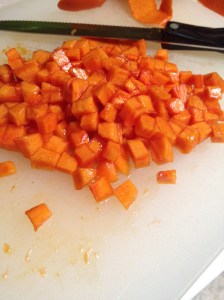 persimmons, cubed. 