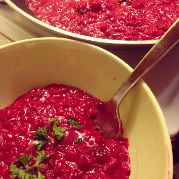 beet risotto with chèvre and mascarpone
