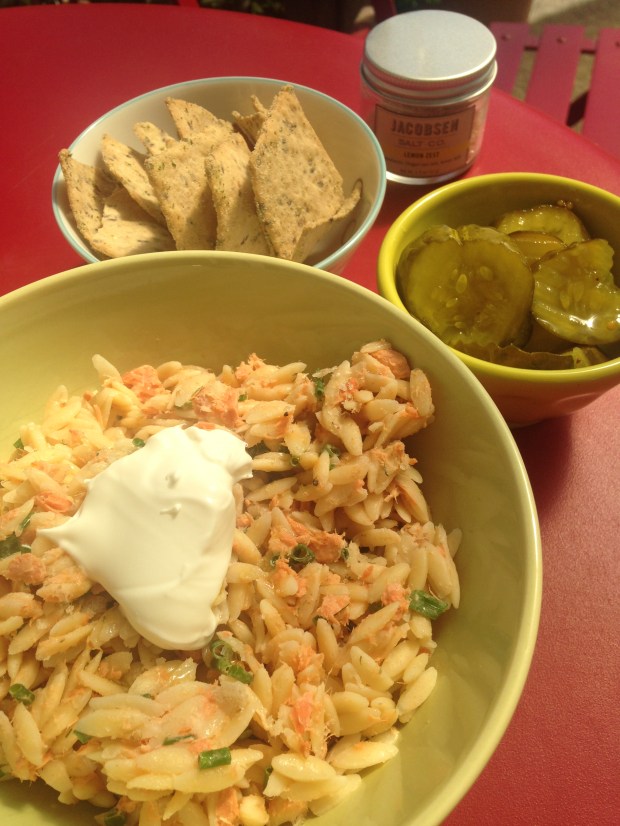 orzo salad with smoked salmon and lemon