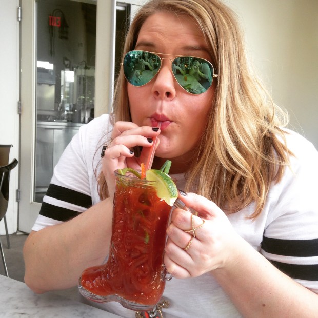 coco with her bloody mary boot